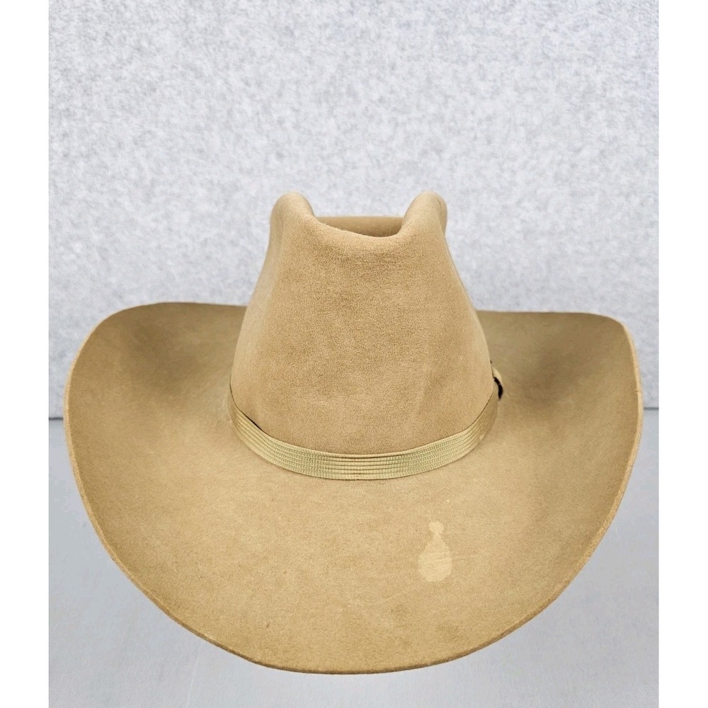 VTG RESISTOL 3X Beaver Las Vegas Cowboy Hat Dune Color 4" Brim Size 7 1/4